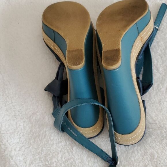 BENNETON real satin strap wedge heels - Picture 7 of 8